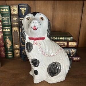 Vintage ceramic Staffordshire style Dog Figurine with Black Spots